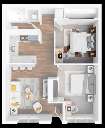 layout - One bedroom in a two bedroom one bath, super cute modern layout, amenities and lobby