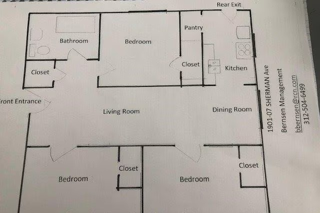 General floorplan - FALL SUBLET — 1901 Sherman Ave, Evanston
