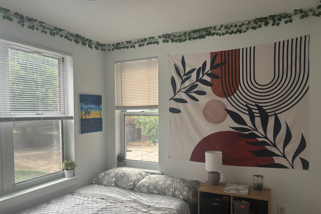 Bedroom with some of my decorations - South Campus Commons Apartment