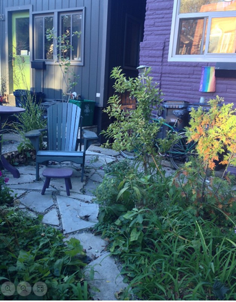 outdoor sitting area. Currently has 3 chairs and solar lamps, as well, for nighttime enjoyiment. - Furnished junior one bedroom with all your needs included