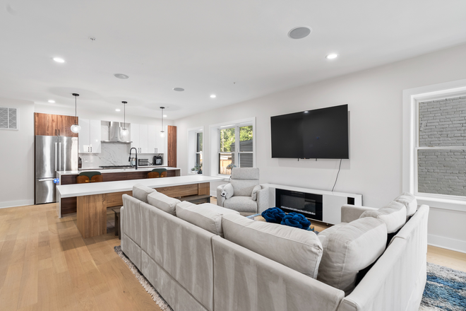 Living Room, Dining Room, Kitchen - Gorgeous 1BR with Parking in Columbia Heights! Condo