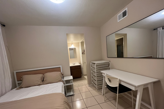 Furnished with desk chair and full size bed - Fully furnished Private Room w/ Own bathroom and Garage Parking laundry All Utilities Included Townhome