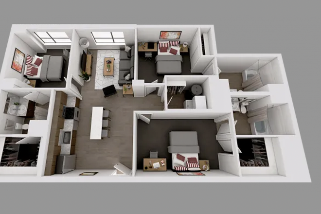 Floor Plan (Room is B) - Everly on the Loop: Room Summer Sublet!