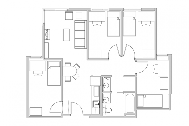 Sample floorplan of our quad - Berkeley Metropolitan