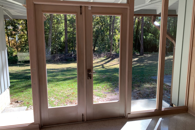 View of backyard from foyer - Newly-renovated 3BR/2.5BA house 2.5 miles from Campus