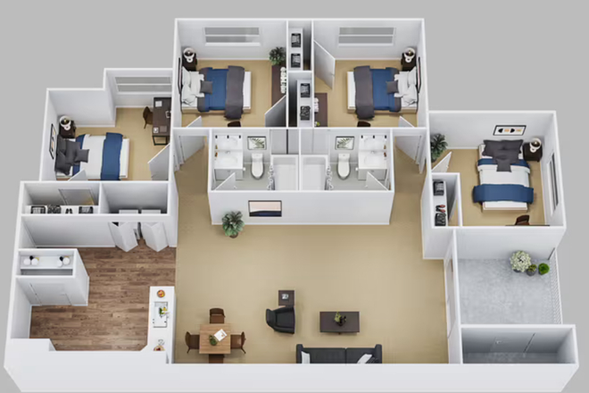 Floorplan - The Pointe at Central (Girls Only) Apartments
