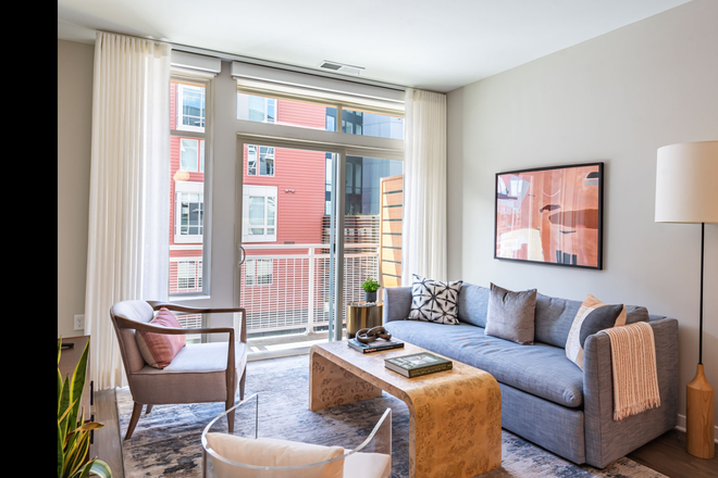 Living Room - Aster, One Bedroom luxury apartment, 5 minute walk to campus **RENT IS NEGOTIABLE**