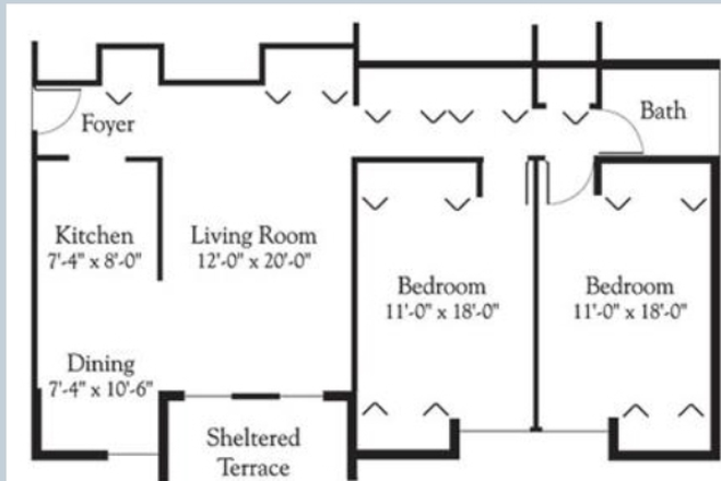 floor plan - 1 Bedroom of 2b1b Brandywine Available for Lease Transfer