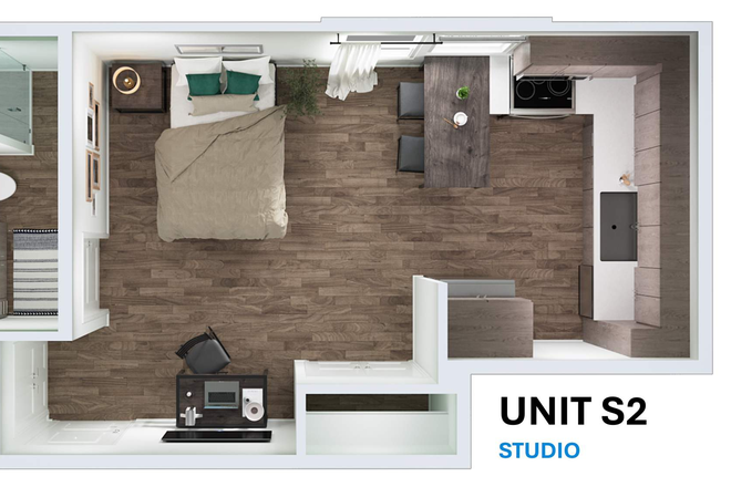 Floorplan of the unit. - Nest On Sunset Studio Apartment