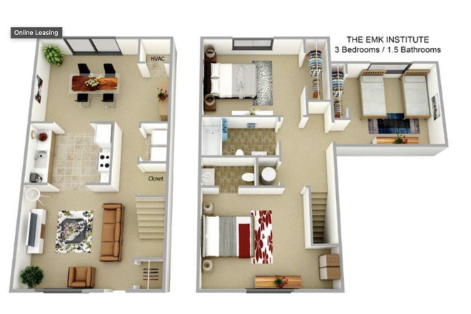 Floor Plan - Harbor Point, 3 Bed 1.5 Bath