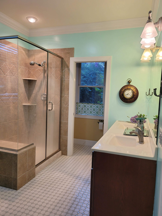 Bathroom and walk-in shower - Private Graduate Student Haven Near Duke House