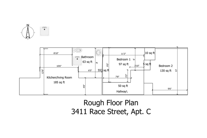 Floor Plan - 2 Bedroom Apartment on Drexel Campus
