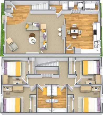 Floorplan - Pleasant run Apartments: 1 Bedroom, Shared Bathroom, Unfurnished Apartment