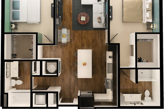 Floorplan - The Alloy 2 bed/2 bath with Free Parking & Furnishings! Apartments