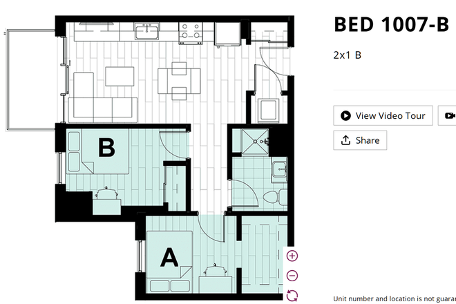 Floor Plan (Unit with Bedroom B) - THE HUB Apartments