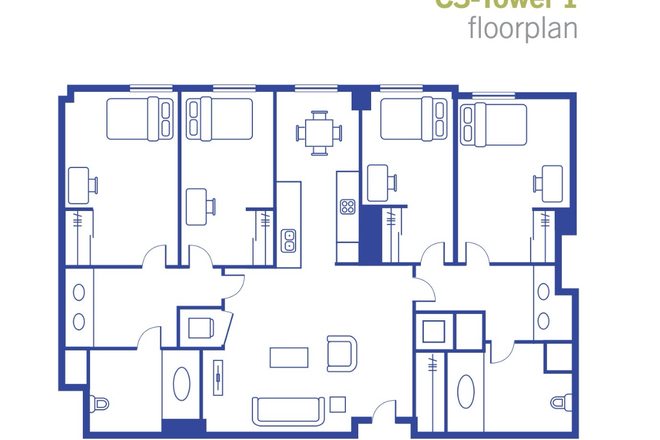 Bedroom A (far left) - University View 4 bed 2 bath