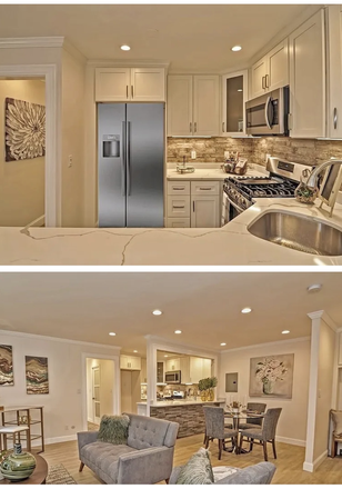 Kitchen and living room - 3 bedroom, 1 bathroom Brookline Apt