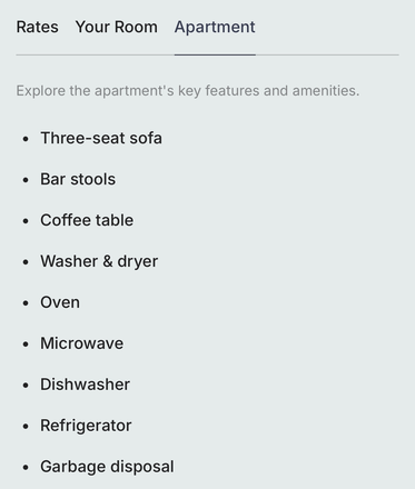 Apartment features - Onthe20 Apartments