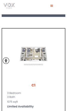 Floorplan - Vox Miami Fall 2025-2026 Lease Bedroom in 3/3 Apartments