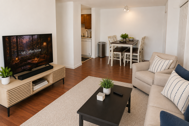 living room - 1 block walk to UVM. 2 bedroom on the 2nd floor with balcony & parking Apartments