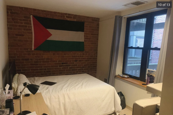 Bedroom with full closet (not pictured), Window looking out at the deck - ROOMMATE WANTED! Two bedroom One bath, Fully Equipped Apartment Close to Campus