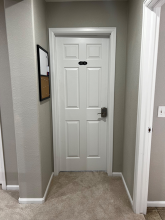 Upstairs Private Room Entry; key pad lock;  roommate message board - *Upscale Housing For Students & Young Medical Professionals* Townhome