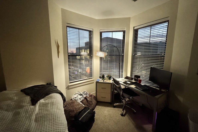 Bedroom with bay window - Summer Sublease in Luxury Building, Great Location Apartments