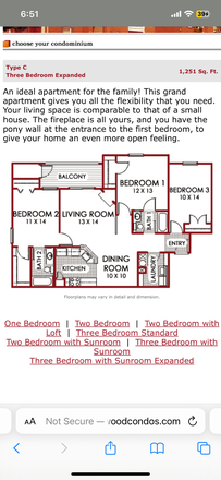 Floorplan - 3 bed 2 Bath Knollwood Condo for rent