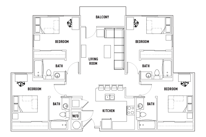 Unit Layout - U Centre at Northgate - Sublease $884/month
