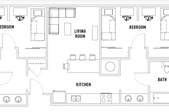 Layout of entire apartment - Plaza Verde Apartments