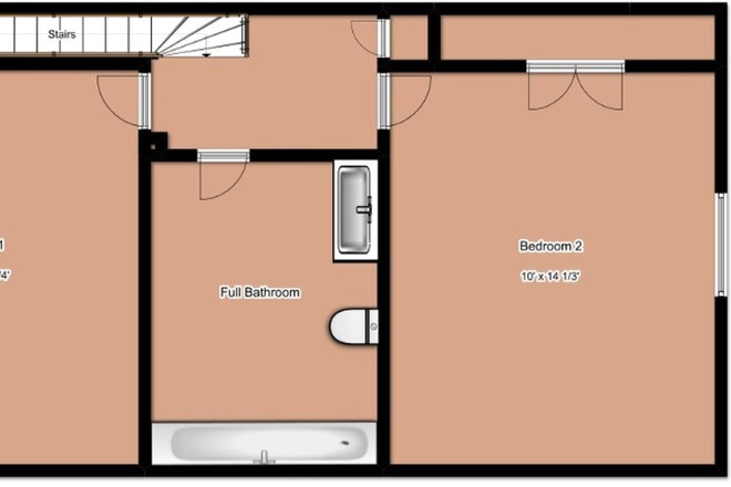 floorplan - One bedroom in a 2bed/1.5bath available for rent