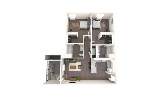 Unit Layout (B1) - Merced Station Apartment, Single Bedroom
