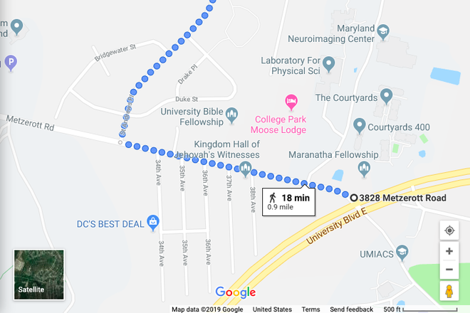 Walking/Bike route on no cars bike path to campus - Affordable furnished room with kitchen and laundry use,  on bike path in College Park Woods