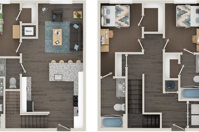 Apartment floor plan (aka "Telluride") - Aspen State College room to sublet (3br / 3ba unit; 2 of the 3 are available!)