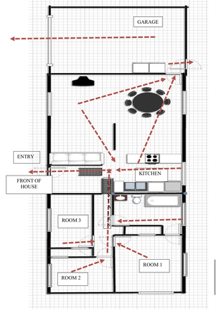 Floor plan of the main level and upstairs bedrooms (rooms that will be available) - 1085 Applewood Drive House