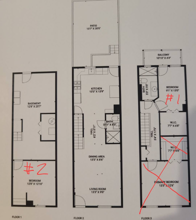 Floorplan - Patterson Park- 2 Bedrooms for Rent Townhome