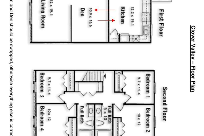 Floorplan - 1 Room available in a 4Bed 2.5bath townhouse