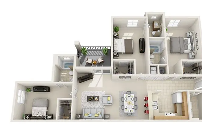 Floor plan - Tivoli apartments (3B/3B) for rent