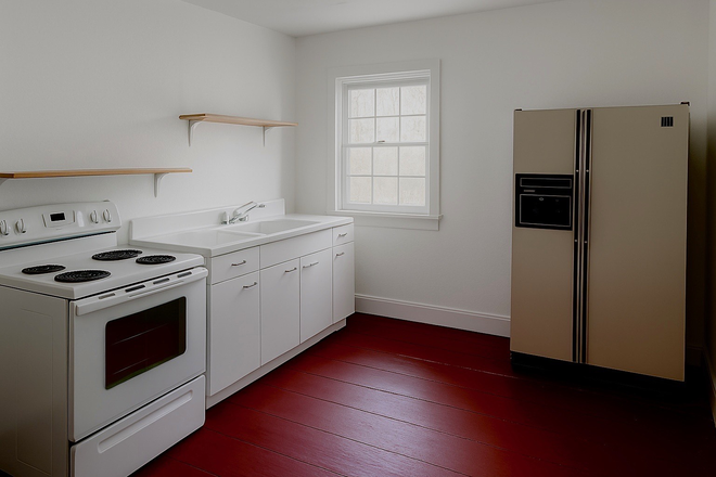 Kitchen (augmented photo to show completed work) - Convenient, quiet one bedroom apartment-- Amherst Center-- $1200