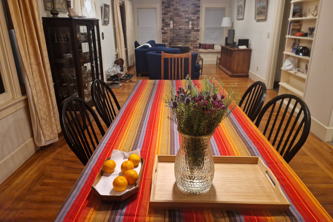 Dining room and cabinet - Furnished bedroom for rent in 2br beautiful dog-friendly house in North Berkeley