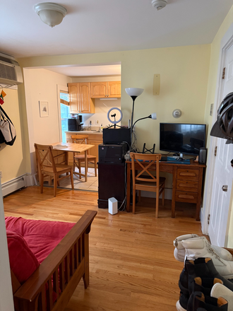 Living Room + Kitchen - NO BROKER FEE: Furnished 1B 1B w/ AC, 6min walk from HBS! Flexible lease start date/move Apartments