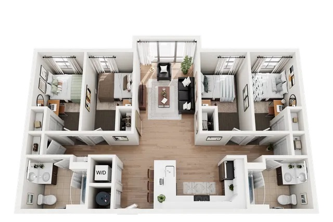 Floorplan of 4 bed/2 bath - Rambler College Park South Apartments