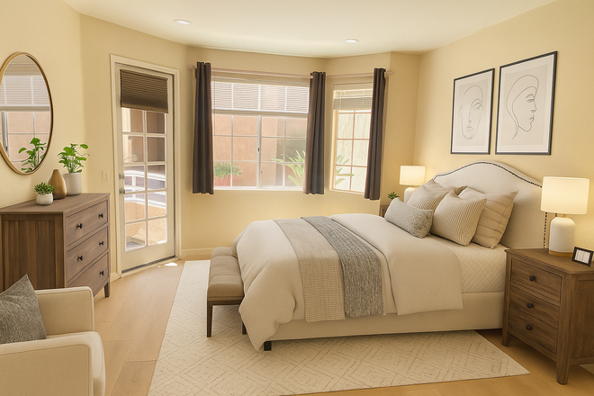 Secondary Bedroom - Sunny, Renovated 2 BR 2 BA Near UCSD — In-Unit Laundry, AC, Parking–Available August 1, 2026