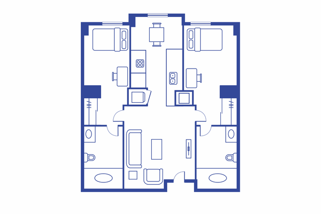 Floorplan of the Apartment (Room for Sublet is on Left) - Spring & Summer 2026 Sublet in University View Apartments (CLOSE TO UMD)