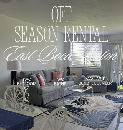 living room - doors to screened patio - East Boca on AIA -Mins. from Beach -15mins to FAU -2bdrm/2bth Condo Fully furnished Excel Conditio