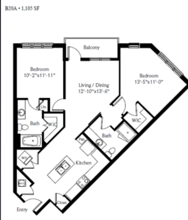 Floor plan, feel free to email for actual pictures - 2b/2b at Emory Point, 5 min walk to campus
