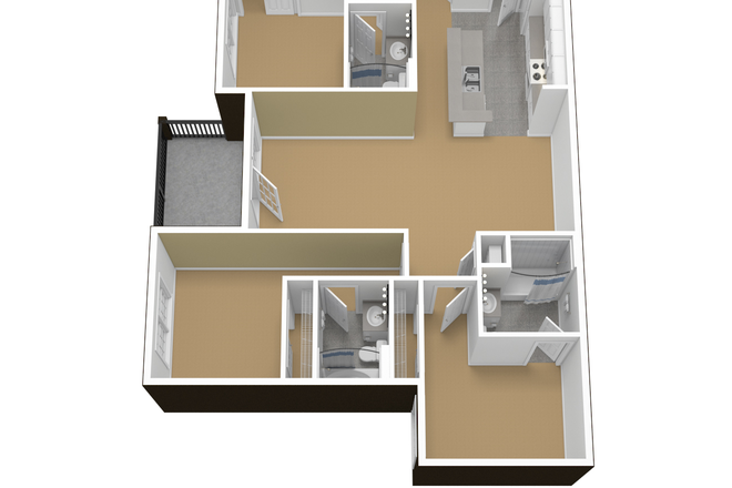 Floor plan (unfurnished) - The Courtyards at UMD Apartments