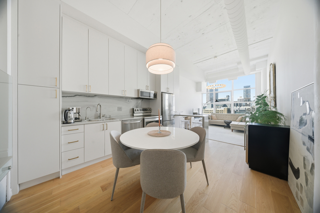 Kitchen - Elegant 12‑Ft Ceiling Hard Loft - Sunset Views, Parking & Turnkey Living