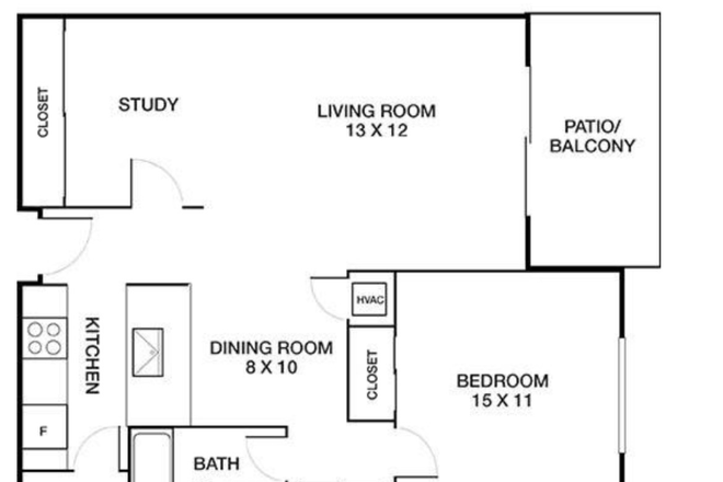 Floor plan - Spacious 1BR + Study Near ArtCenter – Ideal for Two Students. Pool and Gym. Apartments