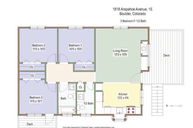 Floorplan - 1828 Arapahoe Ave Unit 2E (One bedroom sublease)